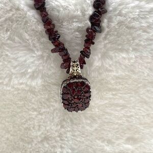 Elegant Garnet Necklace with Sterling Silver Accents